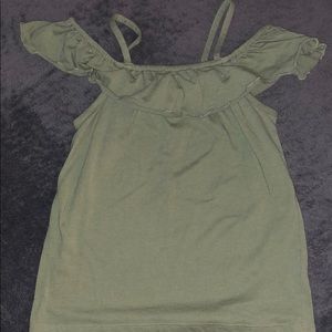 Size 8 cold shoulder girls shirt olive green